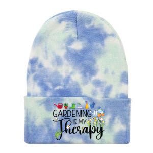 Cool Garden Plant Owner Gardening Is My Therapy Funny Saying Tie Dye 12in Knit Beanie