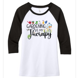 Cool Garden Plant Owner Gardening Is My Therapy Funny Saying Women's Tri-Blend 3/4-Sleeve Raglan Shirt