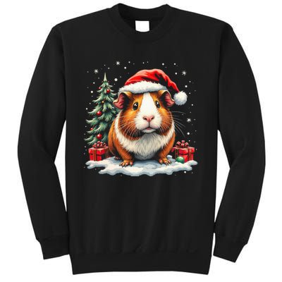 Cute Guinea Pig With Santa Hat And Snow Holiday Christmas Sweatshirt