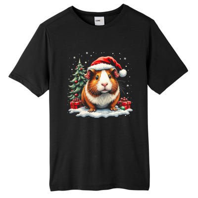 Cute Guinea Pig With Santa Hat And Snow Holiday Christmas Tall Fusion ChromaSoft Performance T-Shirt