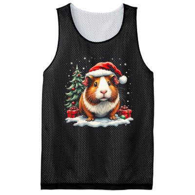 Cute Guinea Pig With Santa Hat And Snow Holiday Christmas Mesh Reversible Basketball Jersey Tank