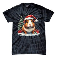 Cute Guinea Pig With Santa Hat And Snow Holiday Christmas Tie-Dye T-Shirt