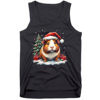 Cute Guinea Pig With Santa Hat And Snow Holiday Christmas Tank Top