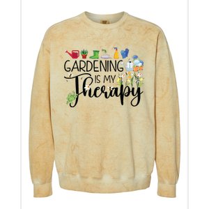 Cool Garden Plant Owner Gardening Is My Therapy Funny Saying Colorblast Crewneck Sweatshirt