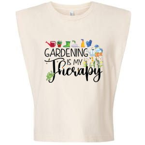 Cool Garden Plant Owner Gardening Is My Therapy Funny Saying Garment-Dyed Women's Muscle Tee