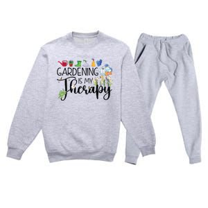 Cool Garden Plant Owner Gardening Is My Therapy Funny Saying Premium Crewneck Sweatsuit Set