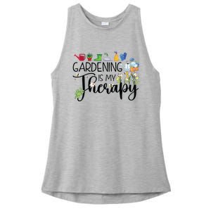 Cool Garden Plant Owner Gardening Is My Therapy Funny Saying Ladies PosiCharge Tri-Blend Wicking Tank