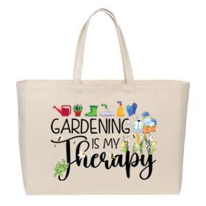 Cool Garden Plant Owner Gardening Is My Therapy Funny Saying Cotton Canvas Jumbo Tote