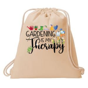 Cool Garden Plant Owner Gardening Is My Therapy Funny Saying Drawstring Bag