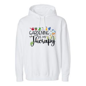 Cool Garden Plant Owner Gardening Is My Therapy Funny Saying Garment-Dyed Fleece Hoodie