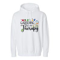 Cool Garden Plant Owner Gardening Is My Therapy Funny Saying Garment-Dyed Fleece Hoodie