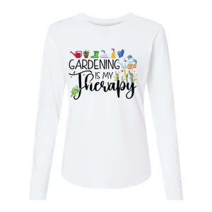 Cool Garden Plant Owner Gardening Is My Therapy Funny Saying Womens Cotton Relaxed Long Sleeve T-Shirt