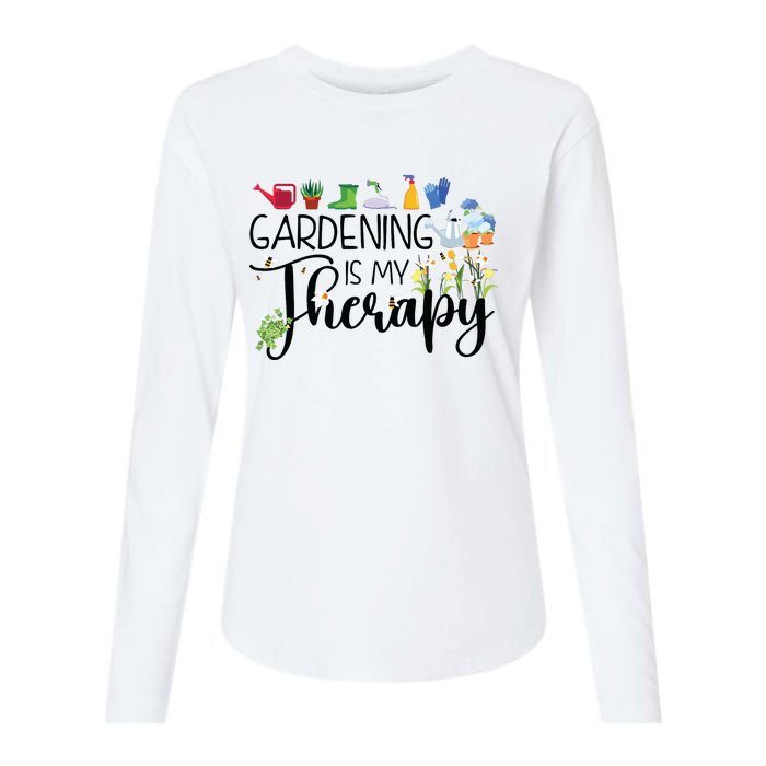 Cool Garden Plant Owner Gardening Is My Therapy Funny Saying Womens Cotton Relaxed Long Sleeve T-Shirt