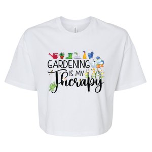 Cool Garden Plant Owner Gardening Is My Therapy Funny Saying Bella+Canvas Jersey Crop Tee