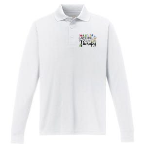 Cool Garden Plant Owner Gardening Is My Therapy Funny Saying Performance Long Sleeve Polo