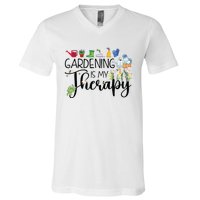 Cool Garden Plant Owner Gardening Is My Therapy Funny Saying V-Neck T-Shirt