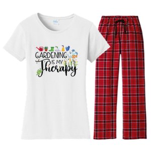 Cool Garden Plant Owner Gardening Is My Therapy Funny Saying Women's Flannel Pajama Set