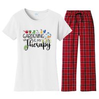 Cool Garden Plant Owner Gardening Is My Therapy Funny Saying Women's Flannel Pajama Set