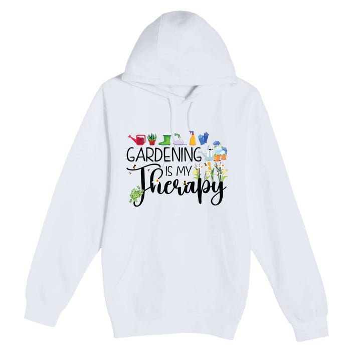 Cool Garden Plant Owner Gardening Is My Therapy Funny Saying Premium Pullover Hoodie