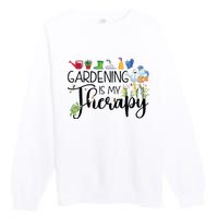 Cool Garden Plant Owner Gardening Is My Therapy Funny Saying Premium Crewneck Sweatshirt