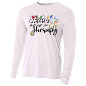 Cool Garden Plant Owner Gardening Is My Therapy Funny Saying Cooling Performance Long Sleeve Crew