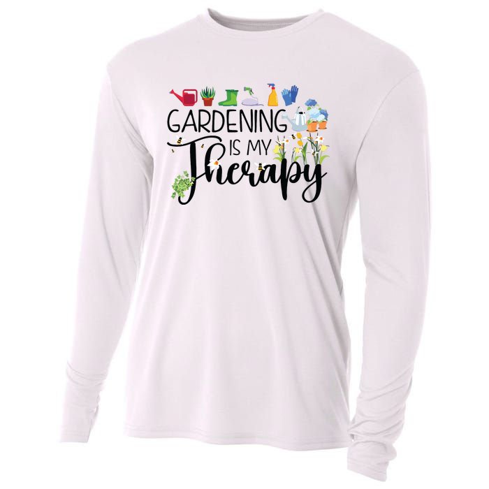 Cool Garden Plant Owner Gardening Is My Therapy Funny Saying Cooling Performance Long Sleeve Crew