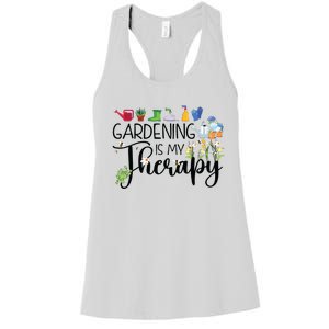 Cool Garden Plant Owner Gardening Is My Therapy Funny Saying Women's Racerback Tank