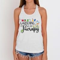 Cool Garden Plant Owner Gardening Is My Therapy Funny Saying Women's Knotted Racerback Tank