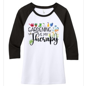 Cool Garden Plant Owner Gardening Is My Therapy Funny Saying Women's Tri-Blend 3/4-Sleeve Raglan Shirt