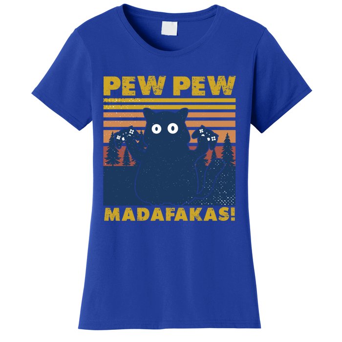 Cat Gaming Pew Pew Madafakas Vintage Gamepad Gift Women's T-Shirt