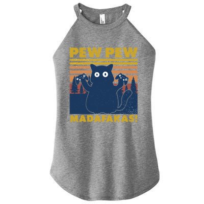 Cat Gaming Pew Pew Madafakas Vintage Gamepad Gift Women’s Perfect Tri Rocker Tank