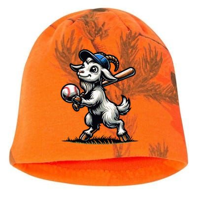 Cute Goat Playing Baseball Kati - Camo Knit Beanie