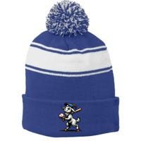 Cute Goat Playing Baseball Stripe Pom Pom Beanie