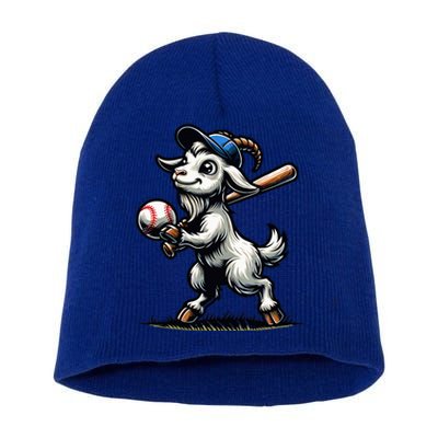 Cute Goat Playing Baseball Short Acrylic Beanie