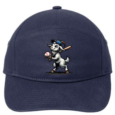 Cute Goat Playing Baseball 7-Panel Snapback Hat