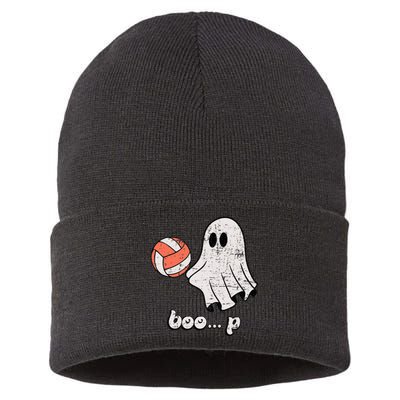 Cute Ghost Playing Volleyball Sport Player Halloween Costume Sustainable Knit Beanie