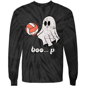 Cute Ghost Playing Volleyball Sport Player Halloween Costume Tie-Dye Long Sleeve Shirt