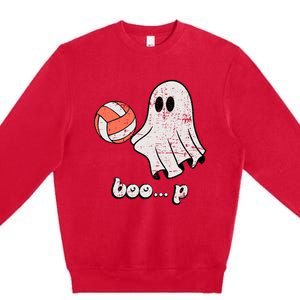 Cute Ghost Playing Volleyball Sport Player Halloween Costume Premium Crewneck Sweatshirt