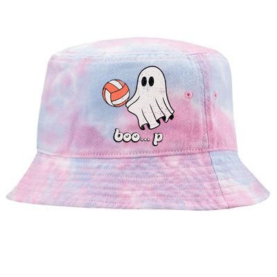 Cute Ghost Playing Volleyball Sport Player Halloween Costume Tie-Dyed Bucket Hat