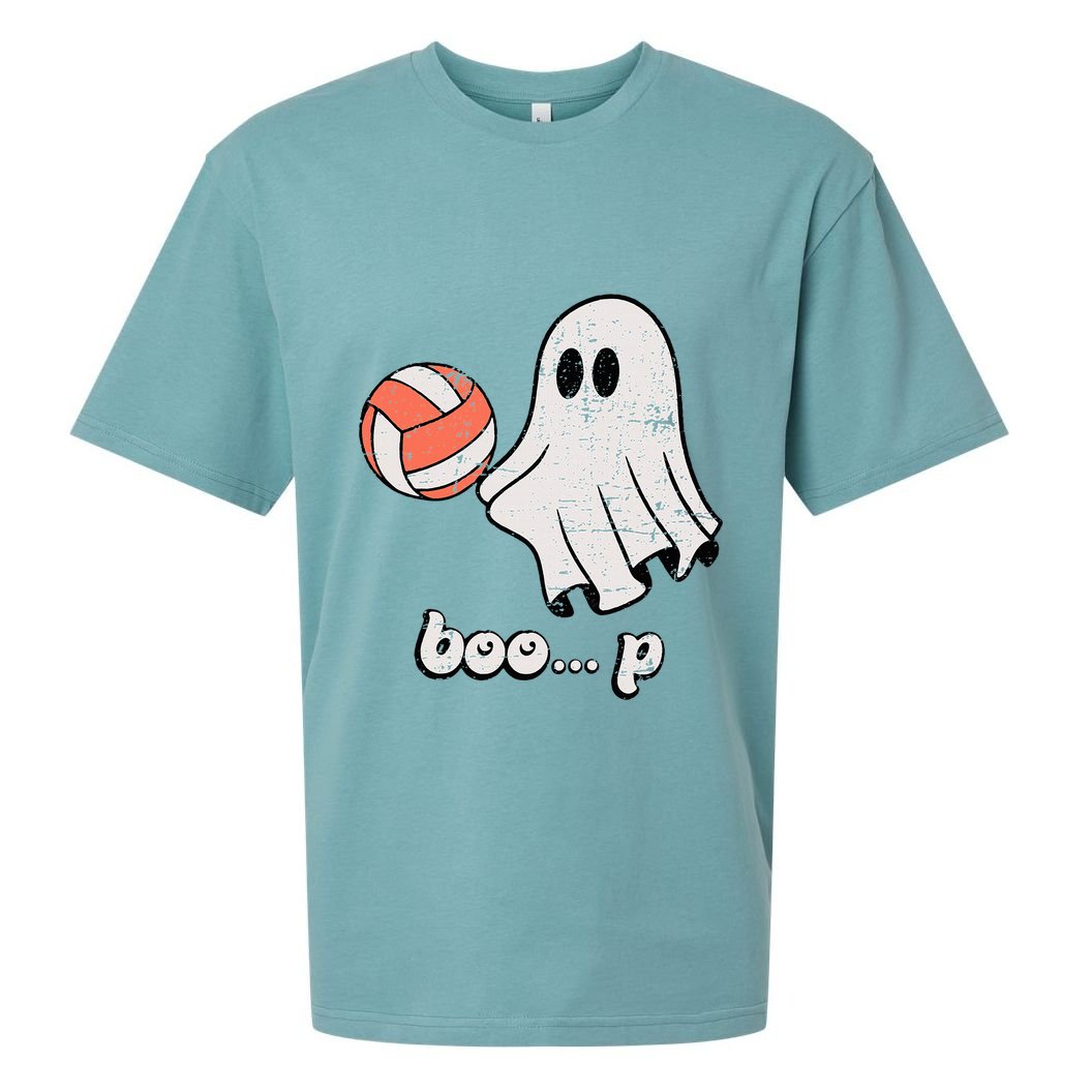 Cute Ghost Playing Volleyball Sport Player Halloween Costume Sueded Cloud Jersey T-Shirt