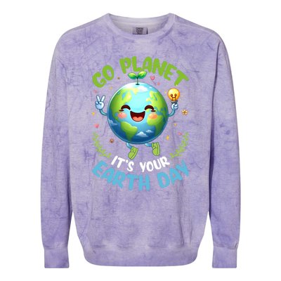 Cute Go Planet Its Your Earth Day 2024 Teacher Student Colorblast Crewneck Sweatshirt