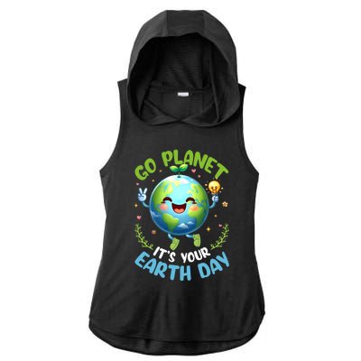 Cute Go Planet Its Your Earth Day 2024 Teacher Student Ladies PosiCharge Tri-Blend Wicking Draft Hoodie Tank