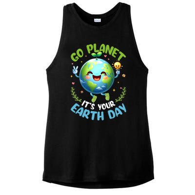 Cute Go Planet Its Your Earth Day 2024 Teacher Student Ladies PosiCharge Tri-Blend Wicking Tank