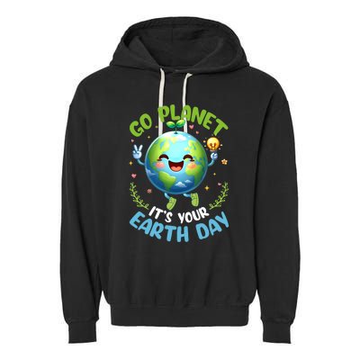 Cute Go Planet Its Your Earth Day 2024 Teacher Student Garment-Dyed Fleece Hoodie