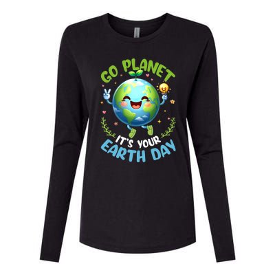 Cute Go Planet Its Your Earth Day 2024 Teacher Student Womens Cotton Relaxed Long Sleeve T-Shirt