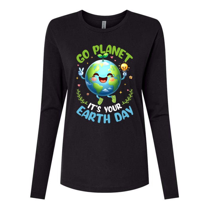 Cute Go Planet Its Your Earth Day 2024 Teacher Student Womens Cotton Relaxed Long Sleeve T-Shirt