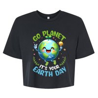 Cute Go Planet Its Your Earth Day 2024 Teacher Student Bella+Canvas Jersey Crop Tee