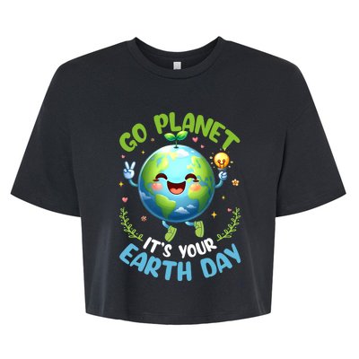 Cute Go Planet Its Your Earth Day 2024 Teacher Student Bella+Canvas Jersey Crop Tee