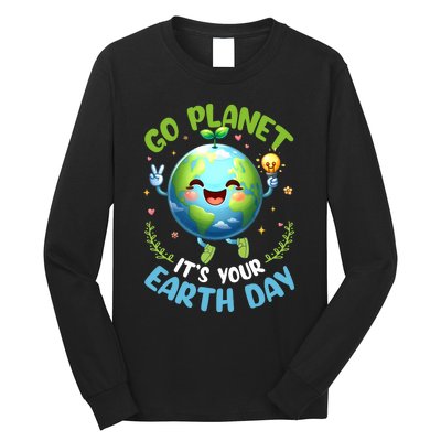 Cute Go Planet Its Your Earth Day 2024 Teacher Student Long Sleeve Shirt