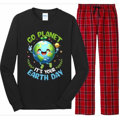 Cute Go Planet Its Your Earth Day 2024 Teacher Student Long Sleeve Pajama Set